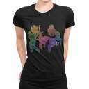 tシャツ レディース 半袖 ブラック 黒 デザイン M L Tシャツ ティーシャツ T shirt 014753 ダンス レインボー シルエット