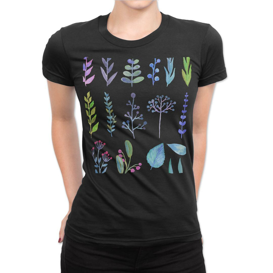 乐天商城 - tシャツ レディース 半袖 ブラック 黒 デザイン M L Tシャツ ティーシャツ T shirt 014815 植物　素材　きれい