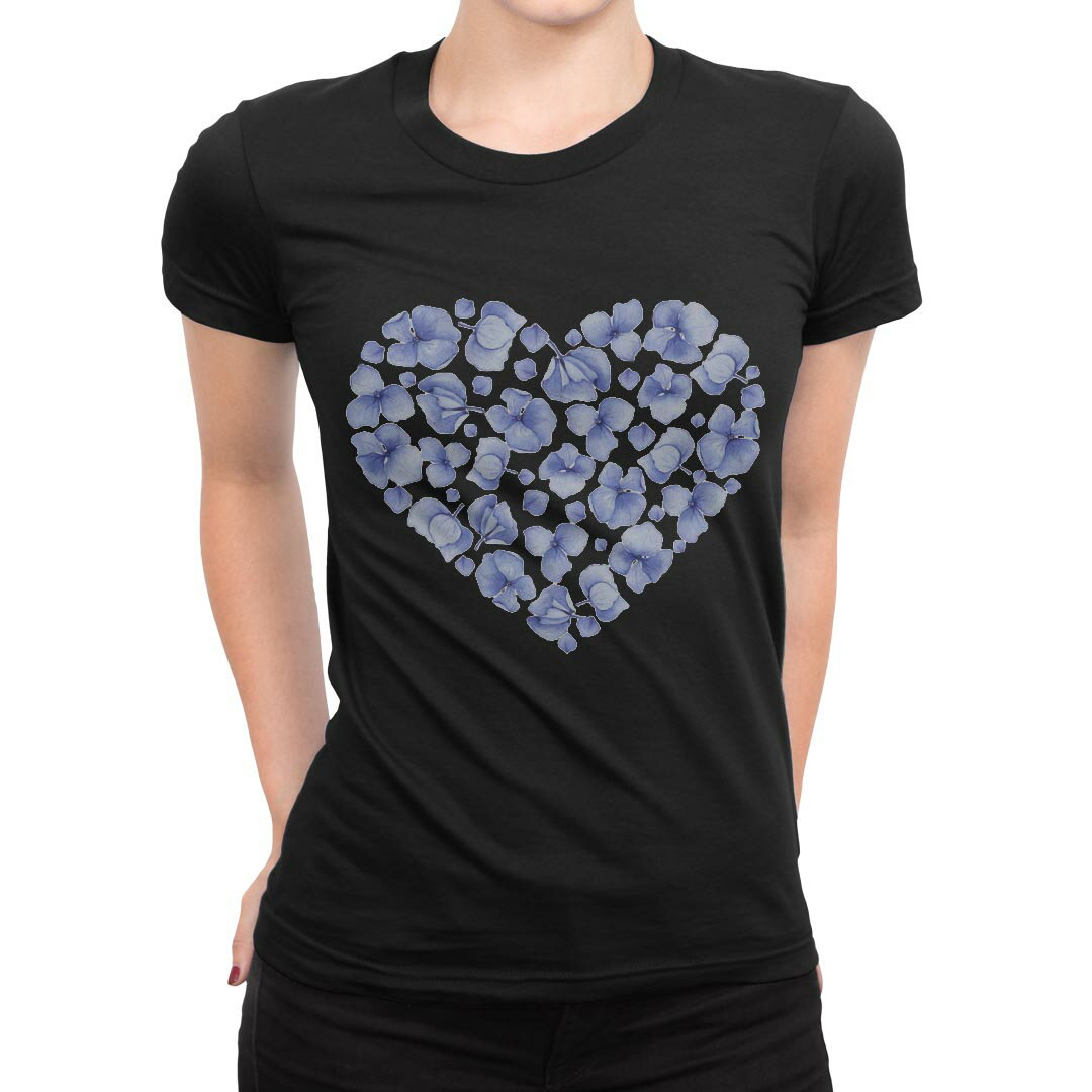 tシャツ レディース 半袖 ブラック 黒 デザイン M L Tシャツ ティーシャツ T shirt 014887 花 ハート 紫