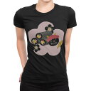 tシャツ レディース 半袖 ブラック 黒 デザイン M L Tシャツ ティーシャツ T shirt 015252 恵方巻き 鬼 桜