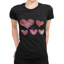 tシャツ レディース 半袖 ブラック 黒 デザイン M L Tシャツ ティーシャツ T shirt 015562 ハート ピンク かわいい