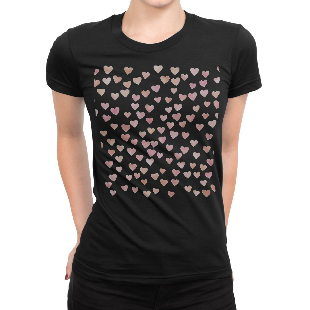tシャツ レディース 半袖 ブラック 黒 デザイン M L Tシャツ ティーシャツ T shirt 015569 ハート ピンク かわいい