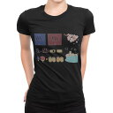 tシャツ レディース 半袖 ブラック 黒 デザイン M L Tシャツ ティーシャツ T shirt 015622 温泉 男女 旅館