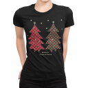 tシャツ レディース 半袖 ブラック 黒 デザイン M L Tシャツ ティーシャツ T shirt 015645 クリスマス クリスマスツリー