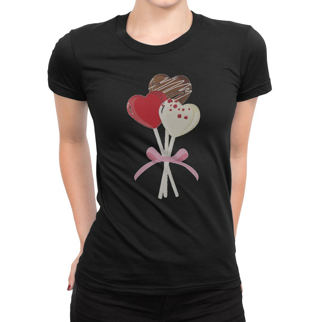 tシャツ レディース 半袖 ブラック 黒 デザイン M L Tシャツ ティーシャツ T shirt 015791 チョコレート お菓子 ハート