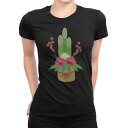 tシャツ レディース 半袖 ブラック 黒 デザイン M L Tシャツ ティーシャツ T shirt 015801 正月 飾り 門松