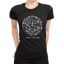 tシャツ レディース 半袖 ブラック 黒 デザイン M L Tシャツ ティーシャツ T shirt 015965 クリスマス 冬 アイコン