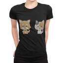 tシャツ レディース 半袖 ブラック 黒 デザイン M L Tシャツ ティーシャツ T shirt 016075 猫 かわいい