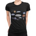 tシャツ レディース 半袖 ブラック 黒 デザイン M L Tシャツ ティーシャツ T shirt 016078 飛行機 空 風景