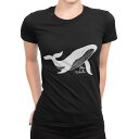 tシャツ レディース 半袖 ブラック 黒 デザイン M L Tシャツ ティーシャツ T shirt 016166 シャチ 魚(3)