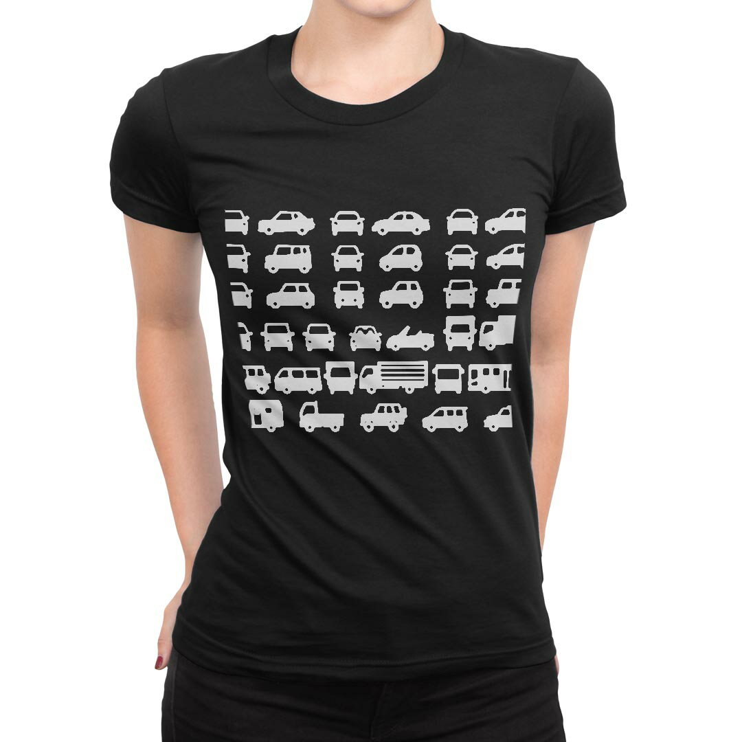 tシャツ レディース 半袖 ブラック 黒 デザイン M L Tシャツ ティーシャツ T shirt 016181 車 トラック 乗り物 バス