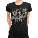 tシャツ レディース 半袖 ブラック 黒 デザイン M L Tシャツ ティーシャツ T shirt 016188 動物 キリン 象