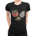 tシャツ レディース 半袖 ブラック 黒 デザイン M L Tシャツ ティーシャツ T shirt 016454 節分 鬼 おたふく 豆