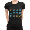 tシャツ レディース 半袖 ブラック 黒 デザイン M L Tシャツ ティーシャツ T shirt 016467 天気 マーク ロゴ
