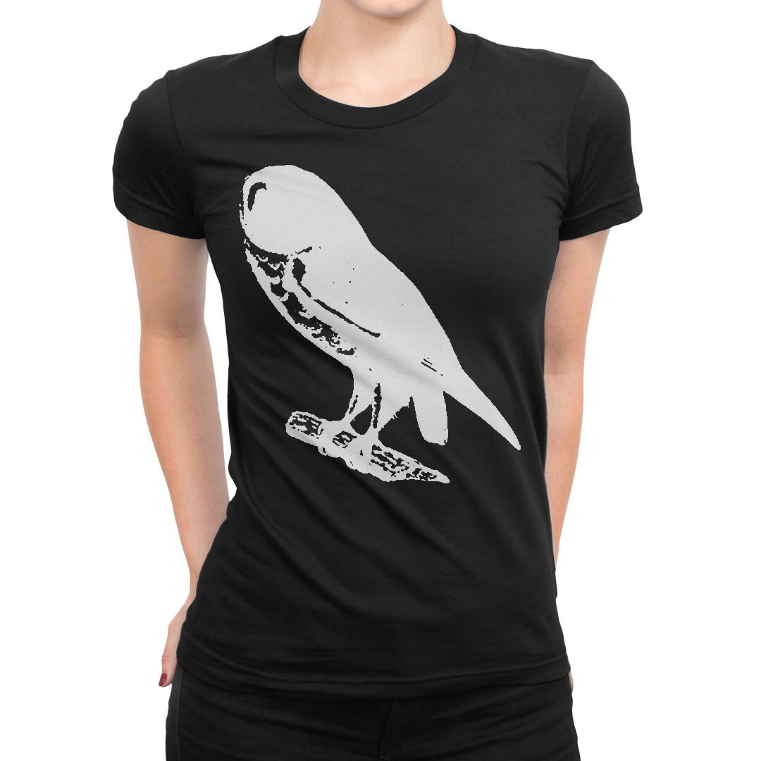 tシャツ レディース 半袖 ブラック 黒 デザイン M L Tシャツ ティーシャツ T shirt 017479 リアル　フクロウ　鳥 kabekore-10677387 kabeコレ パッケージ画像