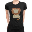 tシャツ レディース 半袖 ブラック 黒 デザイン M L Tシャツ ティーシャツ T shirt 017513 ライオン かわいい 手書き風