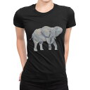 tシャツ レディース 半袖 ブラック 黒 デザイン M L Tシャツ ティーシャツ T shirt 017544 ゾウ 像 アニマル