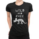 tシャツ レディース 半袖 ブラック 黒 デザイン M L Tシャツ ティーシャツ T shirt 017568 ダイナソー 恐竜 Dinosaur
