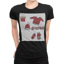 tシャツ レディース 半袖 ブラック 黒 デザイン S M L XL Tシャツ ティーシャツ T shirt 017682 クリスマス サンタさんの服 かわいい 赤