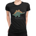 tシャツ レディース 半袖 ブラック 黒 デザイン M L Tシャツ ティーシャツ T shirt 017686 恐竜 Stegosaurus ステゴサウルス