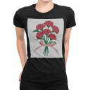 tシャツ レディース 半袖 ブラック 黒 デザイン S M L XL Tシャツ ティーシャツ T shirt 017801 母の日 カーネーション 母の日