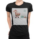 tシャツ レディース 半袖 ブラック 黒 デザイン S M L XL Tシャツ ティーシャツ T shirt 017817 クリスマス サンタ プレゼント クリスマス