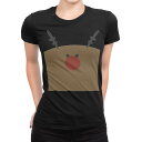tシャツ レディース 半袖 ブラック 黒 デザイン M L Tシャツ ティーシャツ T shirt 017818 トナカイ 顔 かわいい クリスマス