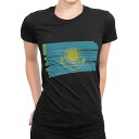 tシャツ レディース 半袖 ブラック 黒 デザイン M L Tシャツ ティーシャツ T shirt 018480 kazakhstan カザフスタン