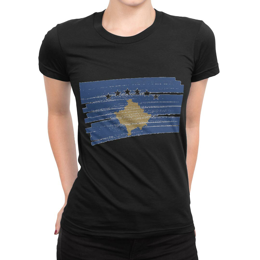 tシャツ レディース 半袖 ブラック 黒 デザイン M L Tシャツ ティーシャツ T shirt 018483 kosovo コソボ