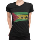 tシャツ レディース 半袖 ブラック 黒 デザイン M L Tシャツ ティーシャツ T shirt 018551 サントメ・プリンシペ