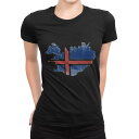 tシャツ レディース 半袖 ブラック 黒 デザイン M L Tシャツ ティーシャツ T shirt 018849 iceland アイスランド