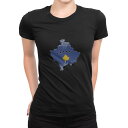 tシャツ レディース 半袖 ブラック 黒 デザイン M L Tシャツ ティーシャツ T shirt 018864 kosovo コソボ