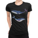 tシャツ レディース 半袖 ブラック 黒 デザイン M L Tシャツ ティーシャツ T shirt 018991 クジラ 海