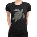 tシャツ レディース 半袖 ブラック 黒 デザイン M L Tシャツ ティーシャツ T shirt 019004 カメ 亀