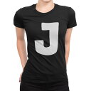 tシャツ レディース 半袖 ブラック 黒 デザイン M L Tシャツ ティーシャツ T shirt 019190 文字 j アルファベット