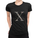 tシャツ レディース 半袖 ブラック 黒 デザイン M L Tシャツ ティーシャツ T shirt 019267 文字 x アルファベット