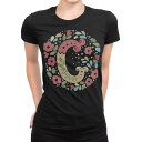 tシャツ レディース 半袖 ブラック 黒 デザイン M L Tシャツ ティーシャツ T shirt 019272 文字 c アルファベット