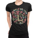 tシャツ レディース 半袖 ブラック 黒 デザイン M L Tシャツ ティーシャツ T shirt 019281 文字 l アルファベット