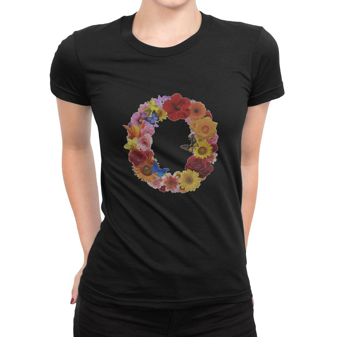 tシャツ レディース 半袖 ブラック 黒 デザイン M L Tシャツ ティーシャツ T shirt 019320 文字 o アルファベット