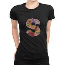 tシャツ レディース 半袖 ブラック 黒 デザイン M L Tシャツ ティーシャツ T shirt 019324 文字 s アルファベット