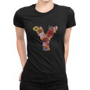 tシャツ レディース 半袖 ブラック 黒 デザイン M L Tシャツ ティーシャツ T shirt 019330 文字 y アルファベット
