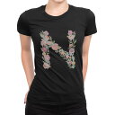 tシャツ レディース 半袖 ブラック 黒 デザイン M L Tシャツ ティーシャツ T shirt 019497 文字 n アルファベット