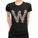 tシャツ レディース 半袖 ブラック 黒 デザイン M L Tシャツ ティーシャツ T shirt 019515 文字 w アルファベット