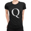 tシャツ レディース 半袖 ブラック 黒 デザイン M L Tシャツ ティーシャツ T shirt 019550 文字 q アルファベット