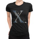tシャツ レディース 半袖 ブラック 黒 デザイン M L Tシャツ ティーシャツ T shirt 019639 文字 x アルファベット
