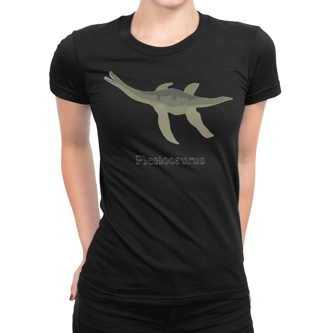 tシャツ レディース 半袖 ブラック 黒 デザイン M L Tシャツ ティーシャツ T shirt 019801 恐竜 plesiosaurus プレシオサウルス kabekore-11281190 kabeコレ パッケージ画像
