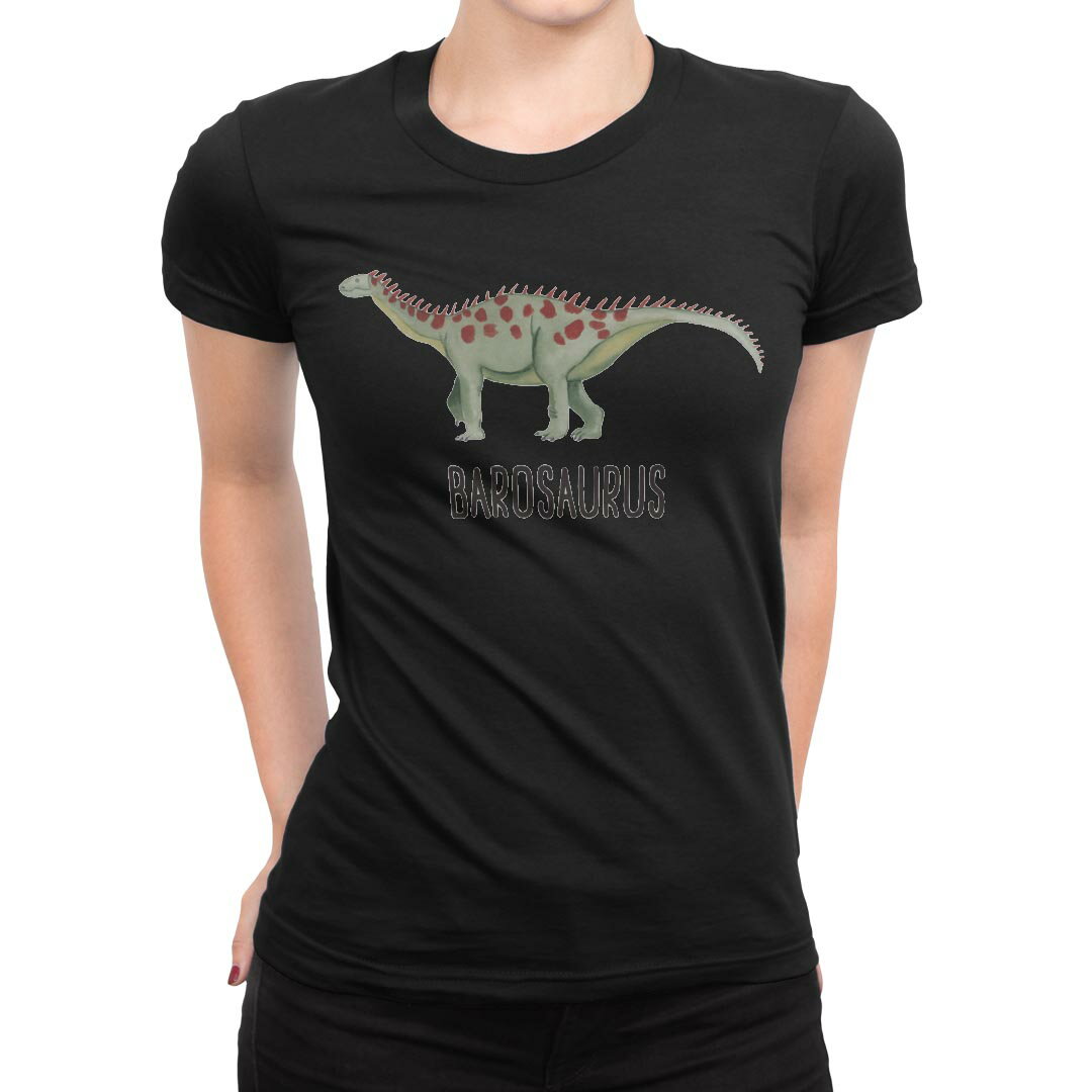 tシャツ レディース 半袖 ブラック 黒 デザイン M L Tシャツ ティーシャツ T shirt 019807 恐竜 barosaurus バロサウルス