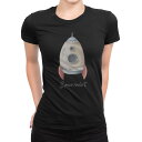 tシャツ レディース 半袖 ブラック 黒 デザイン M L Tシャツ ティーシャツ T shirt 019845 宇宙 恐竜 dinosaur