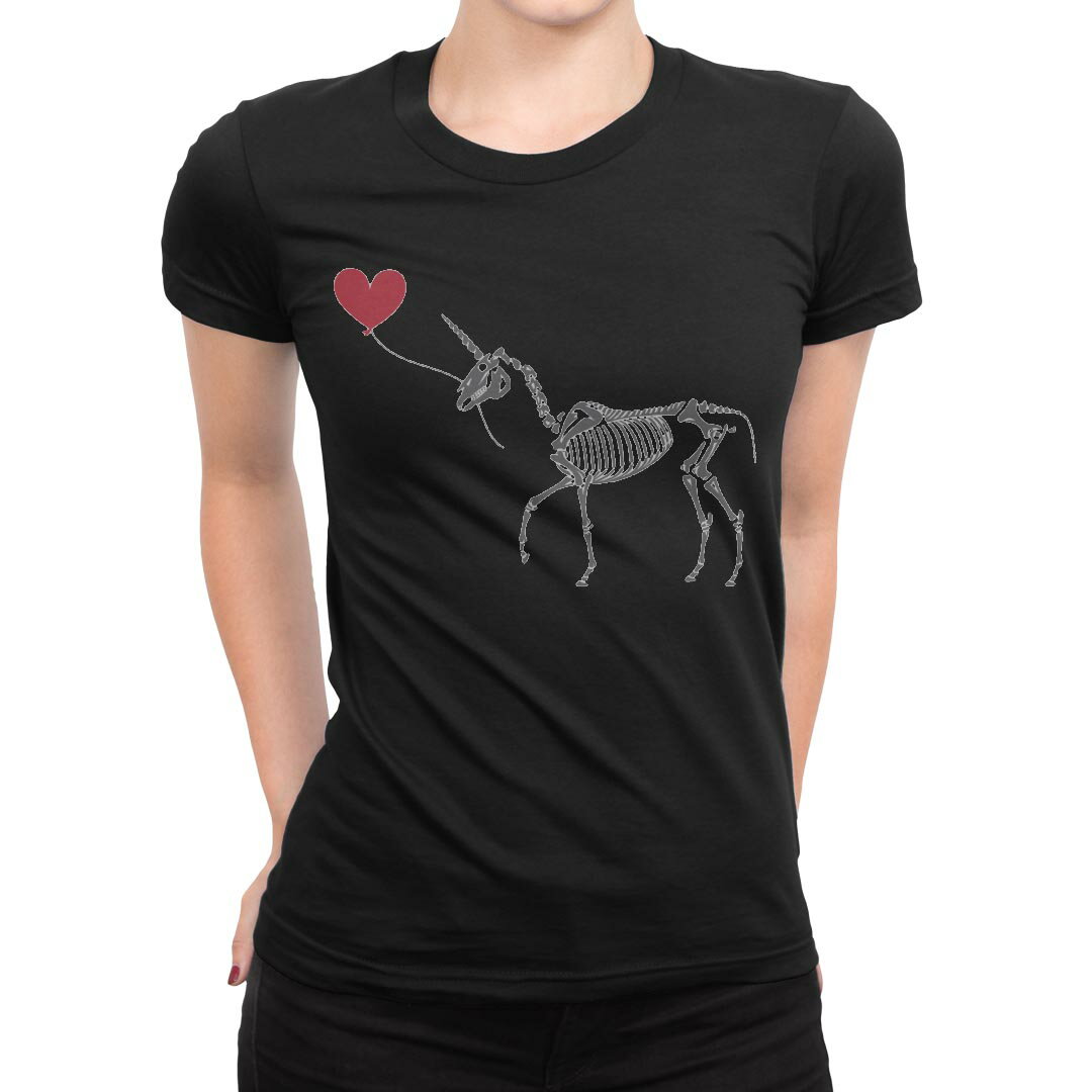 tシャツ レディース 半袖 ブラック 黒 デザイン M L Tシャツ ティーシャツ T shirt 019874 骨 馬 ハート