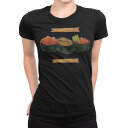 tシャツ レディース 半袖 ブラック 黒 デザイン M L Tシャツ ティーシャツ T shirt 019883 お寿司 Sushi ご飯